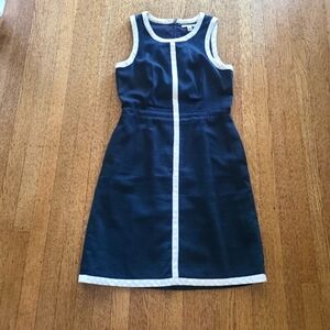 Banana Republic Navy and White Contrast Midi Dress